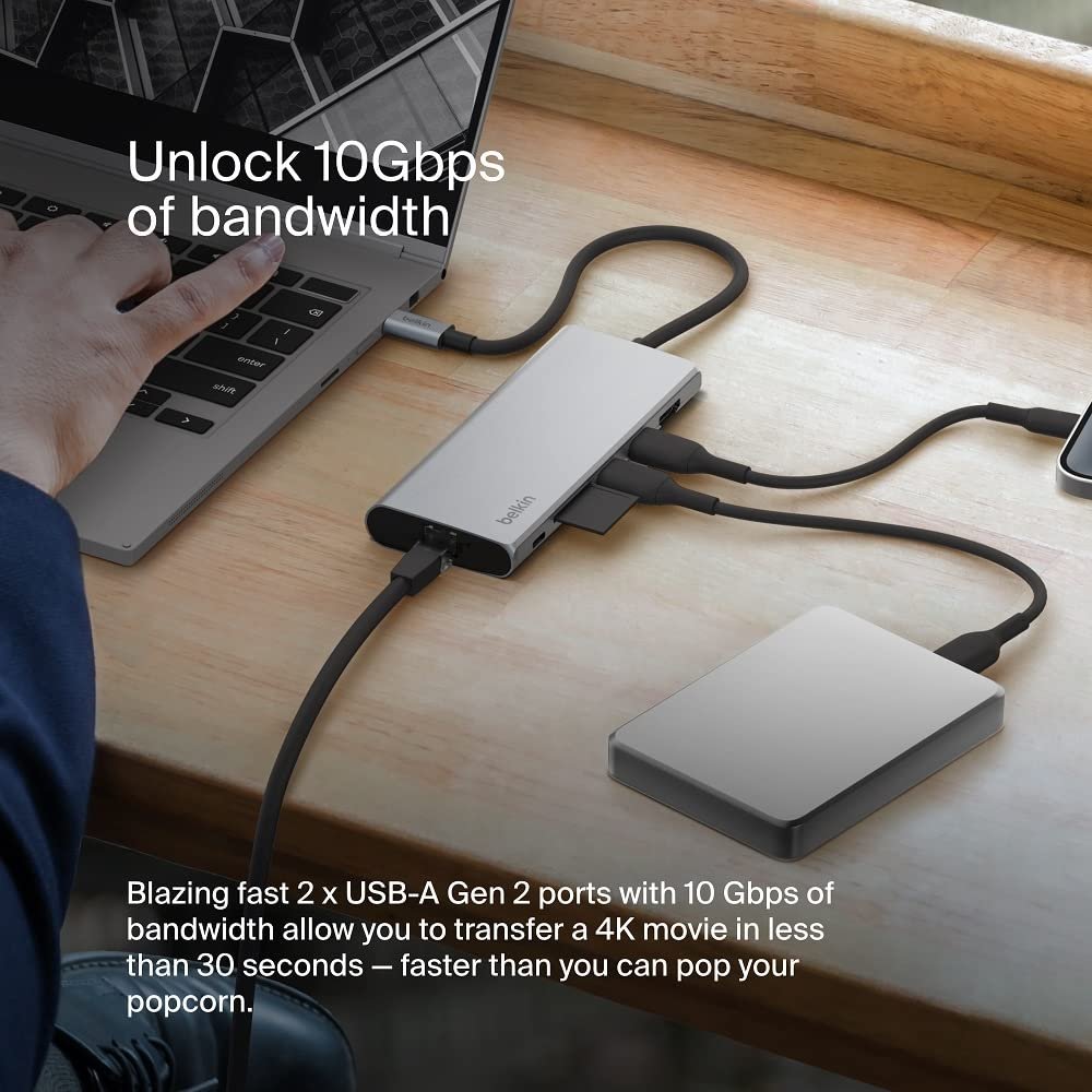 Belkin USB-C Hub 7-in-1 MultiPort Adapter Dock with 4K HDMI & 100W PD - Image 3