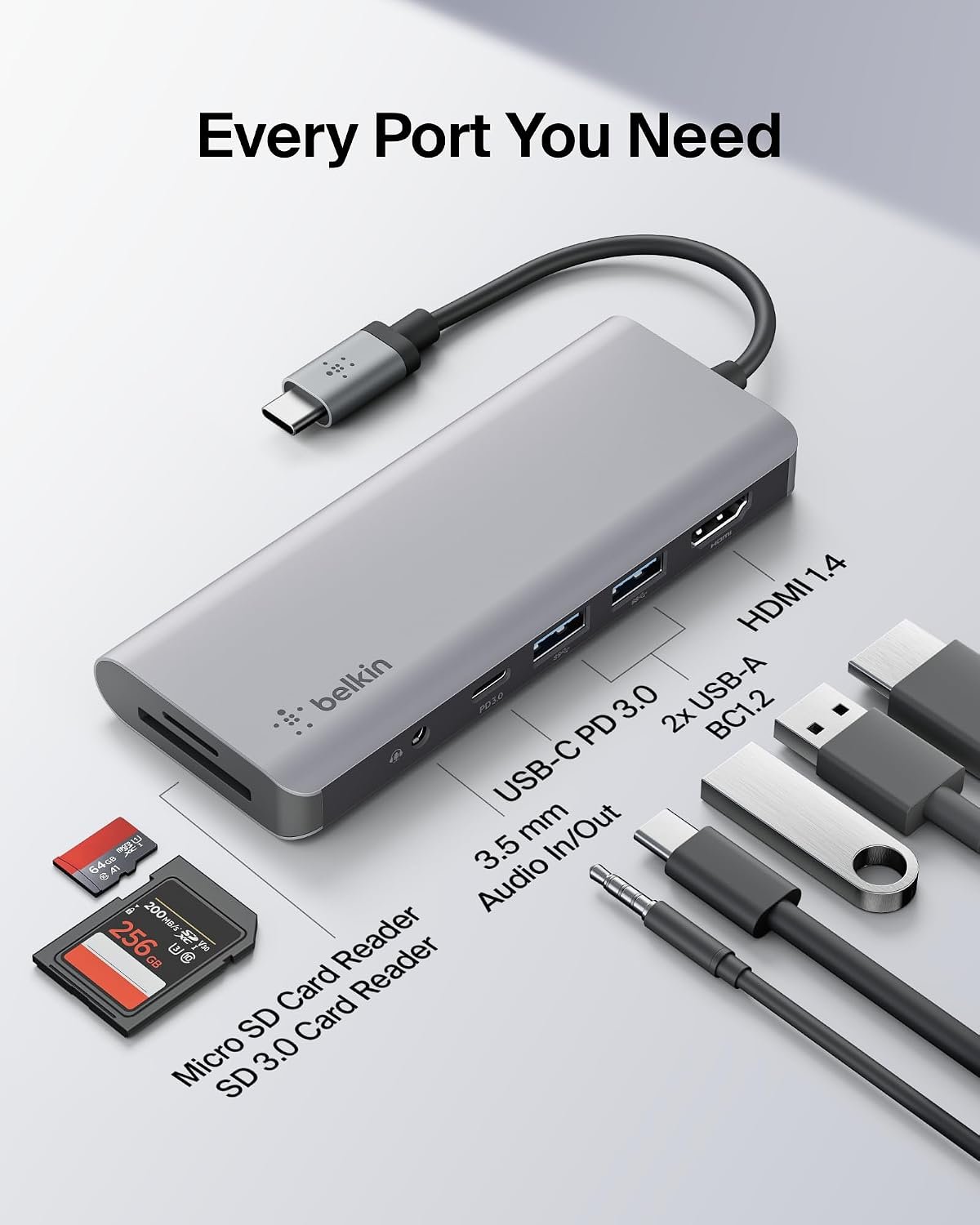 Belkin USB-C 7-in-1 Multiport Hub 4K HDMI 100W PD - Image 2