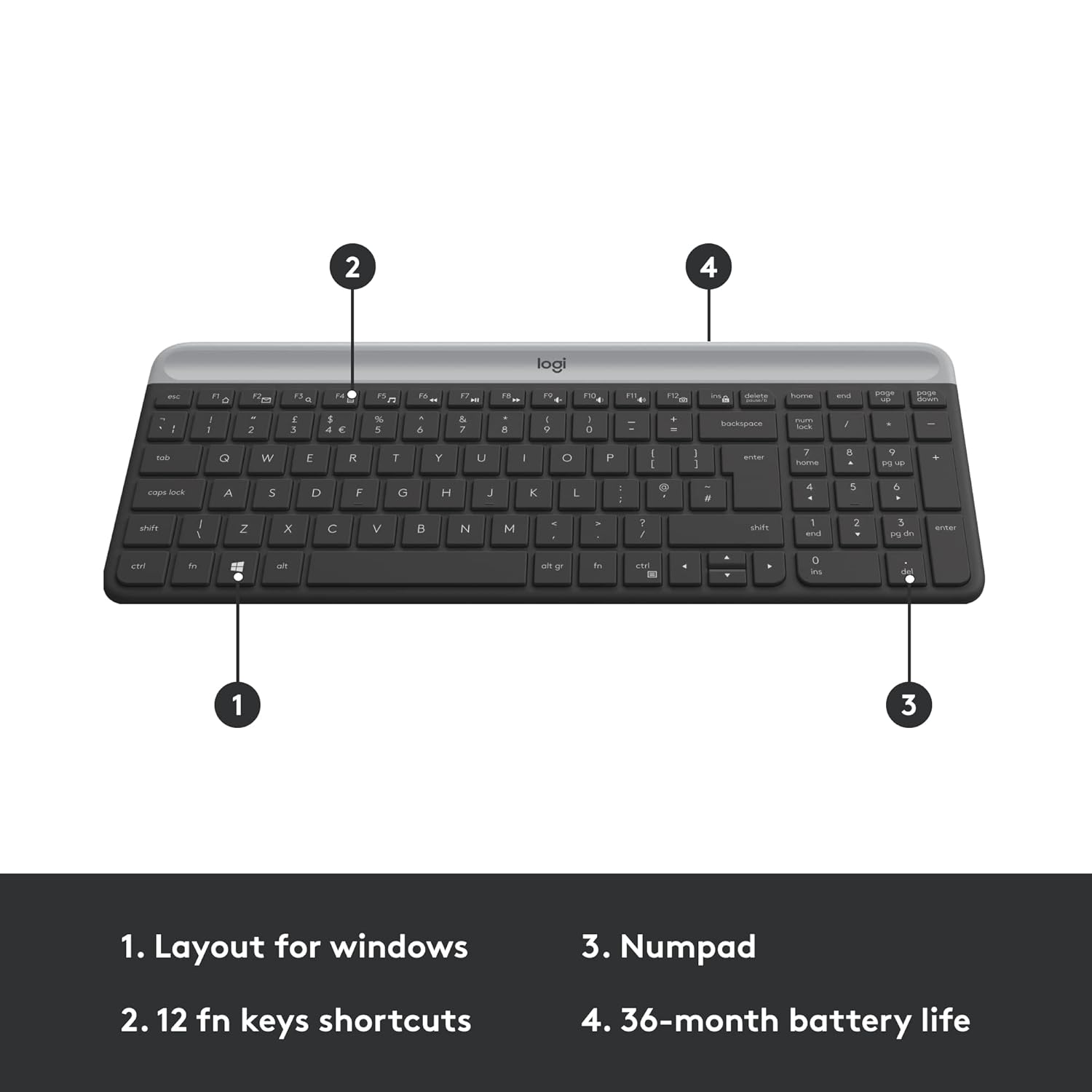 Logitech MK470 Slim Wireless Keyboard and Mouse Combo for PC Laptop Compact Silent Keyboard Mouse Set - Image 4