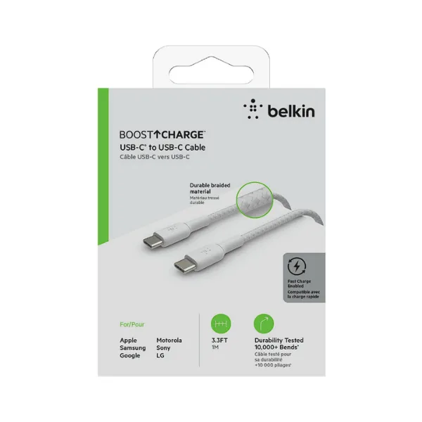 Belkin USB-C to USB-C Braided 3.3 Feet (1 Meter) Fast charging Type C Cable - Image 3