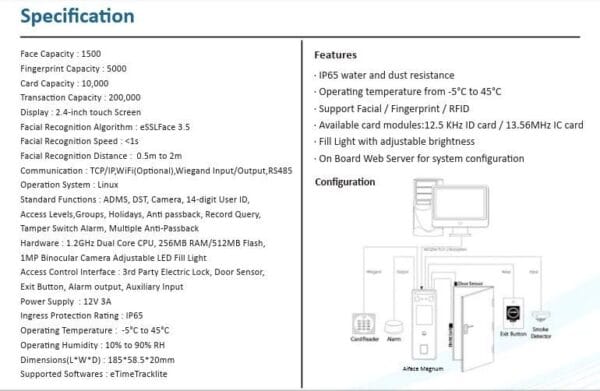 ESSL AiFace Magnum Biometric Face Recognition Attendance Machine - Image 3