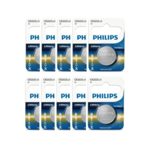 PHILIPS CR2025 3V Lithium Coin Cell Batteries Single Pack (10 Pcs Packing)