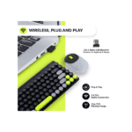 Tizum 2.4 GHz Retro Wireless Keyboard & Optical Mouse Combo