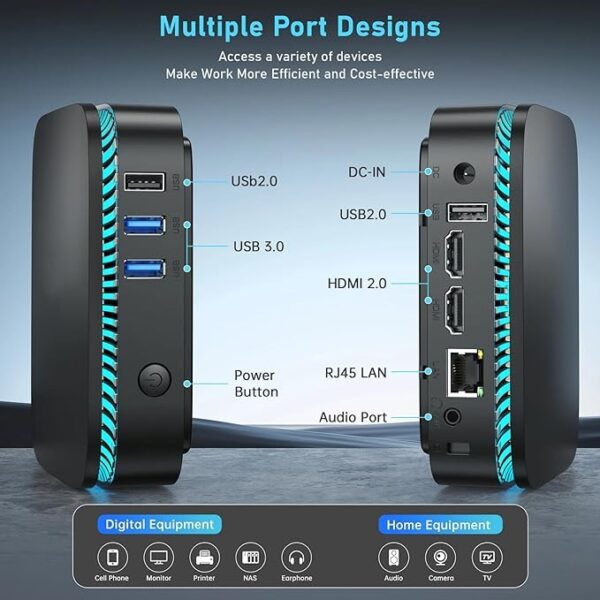 SKULLSAINTS Panther, 12th Gen Alder Lake N100 DDR4, 4K Mini PC - Image 3