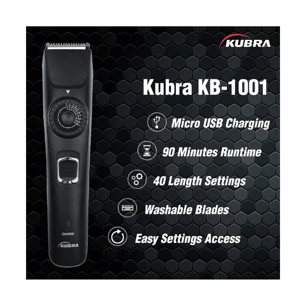 Kubra KB-1001 USB Fast charging Ultra Sleek Beard Trimmer (5)