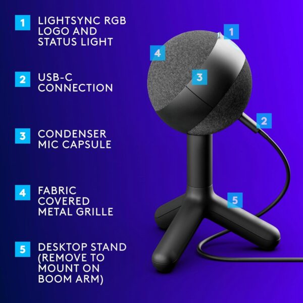 Logitech G Yeti Orb Condenser RGB Gaming Microphone - Image 2