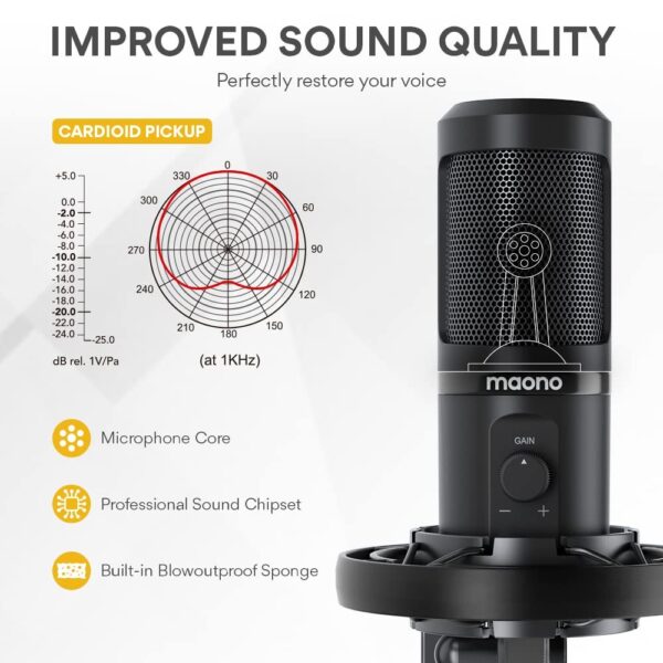 MAONO AU-PM461S USB Microphone – Professional Studio Condenser Mic for Podcasting, Gaming & Streaming - Image 3