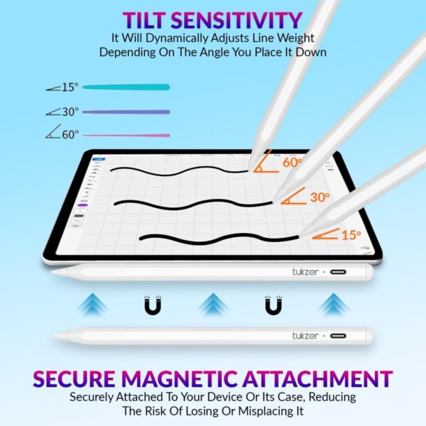 Tukzer Stylus Pen – Apple Pencil Alternative with Palm Rejection for iPad 6th–9th Gen, Pro, Air & Mini - Image 2