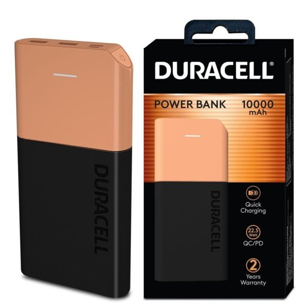 Duracell 10000mAh Power Bank 22.5W Fast Charge USB-C PD Portable Charger USB-A Output