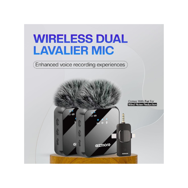 GIZMORE Dual Wireless Mic with Noise Cancellation for Vlogging - Image 2