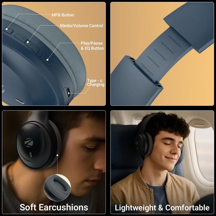 Zebronics Paradise Neo R ENC Wireless Bluetooth Headphones with 50H Playtime - Image 2