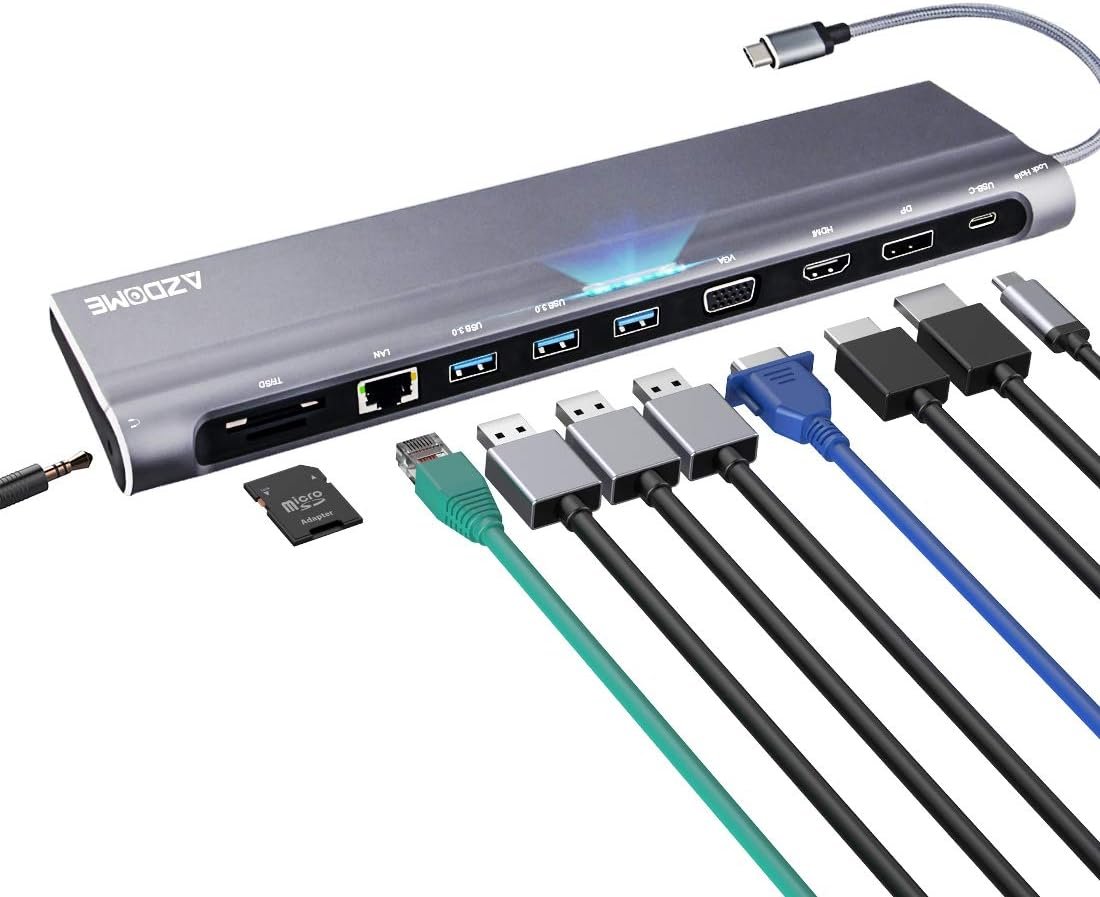 USB C Hub AZDOME 11-in-1 Type-C Adapter with HDMI, USB 3.0, PD & Card Reader - Image 2