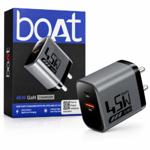 boAt 45W GaN Charger Dual USB-C Fast Charger with PD & PPS Charging