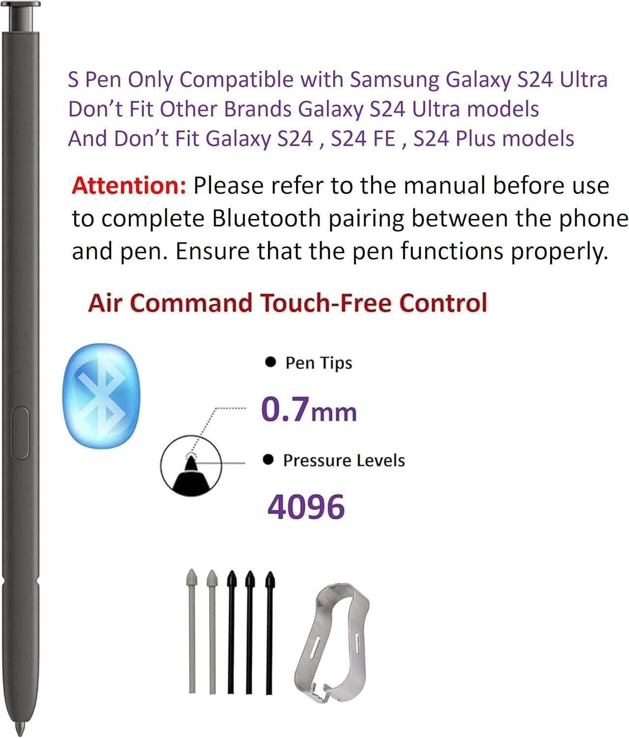 Samsung Galaxy S24 Ultra Replacment S Pen Bluetooth Stylus - Black - Image 5