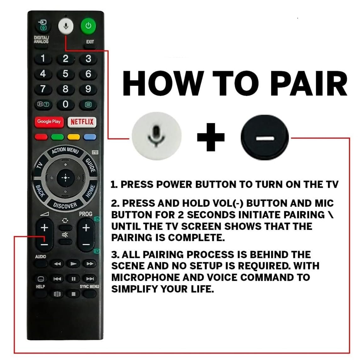 Sony BRAVIA RMF-TX310U Voice Remote Replacement for OLED LED Smart TV - Image 3