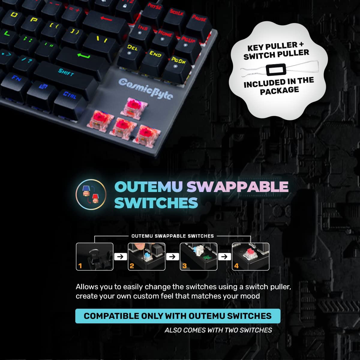 Cosmic Byte CB-GK-26 Pandora TKL Mechanical Keyboard Black/Grey - Image 3