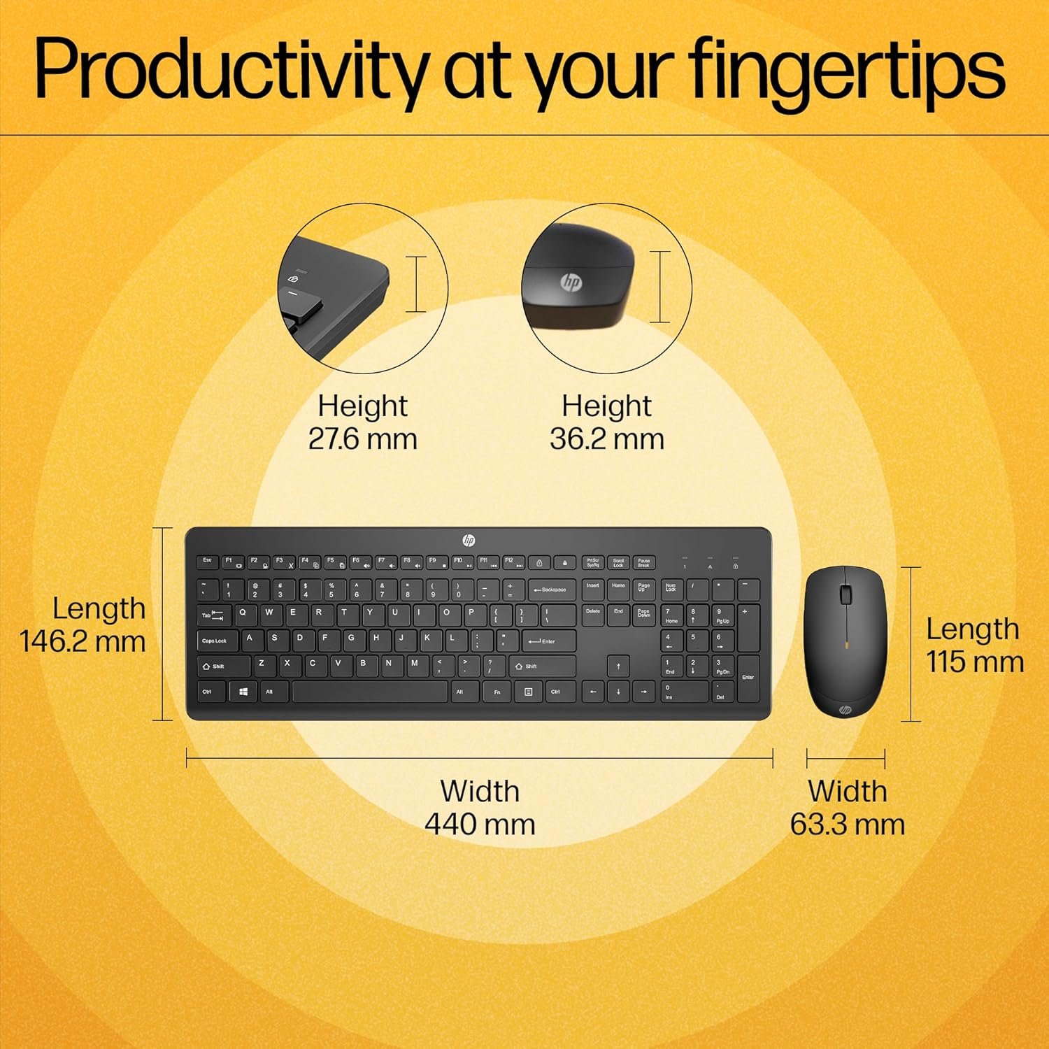 HP 230 Wireless Keyboard and Mouse Combo | 2.4GHz Wireless - Image 3