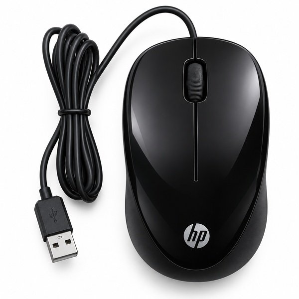 HP 1000 USB Wired Optical Mouse with 1000–1200 DPI and 1.5m Cable