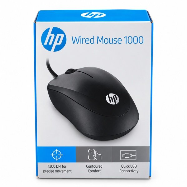HP 1000 USB Wired Optical Mouse with 1000–1200 DPI and 1.5m Cable - Image 4