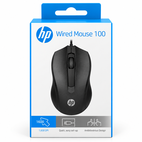 HP 100 USB Wired Mouse for Windows 7, 8, 10, 11 and macOS - Image 4