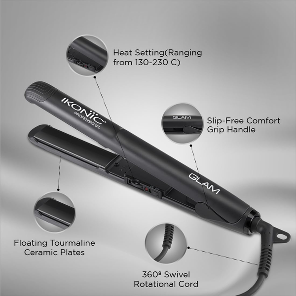 Ikonic Professional Glam Hair Straightener with 1-Inch Tourmaline Ceramic Plates - Image 4