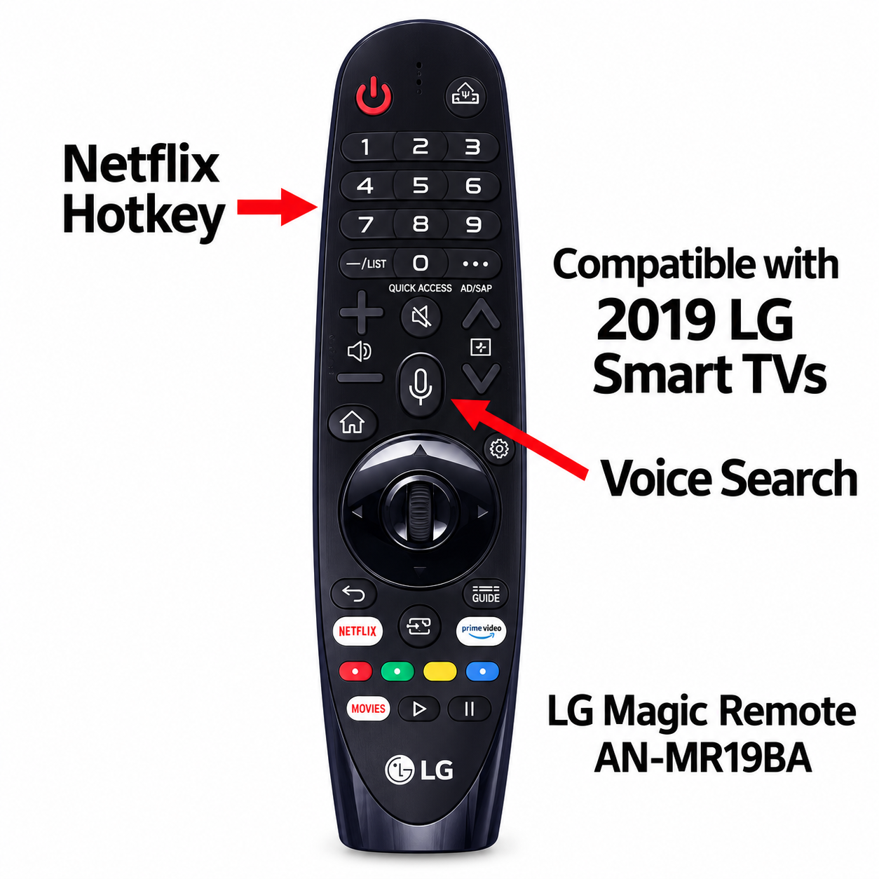 LG AN-MR19BA Magic Remote for Compatible LG Smart TVs (2019) - Image 3