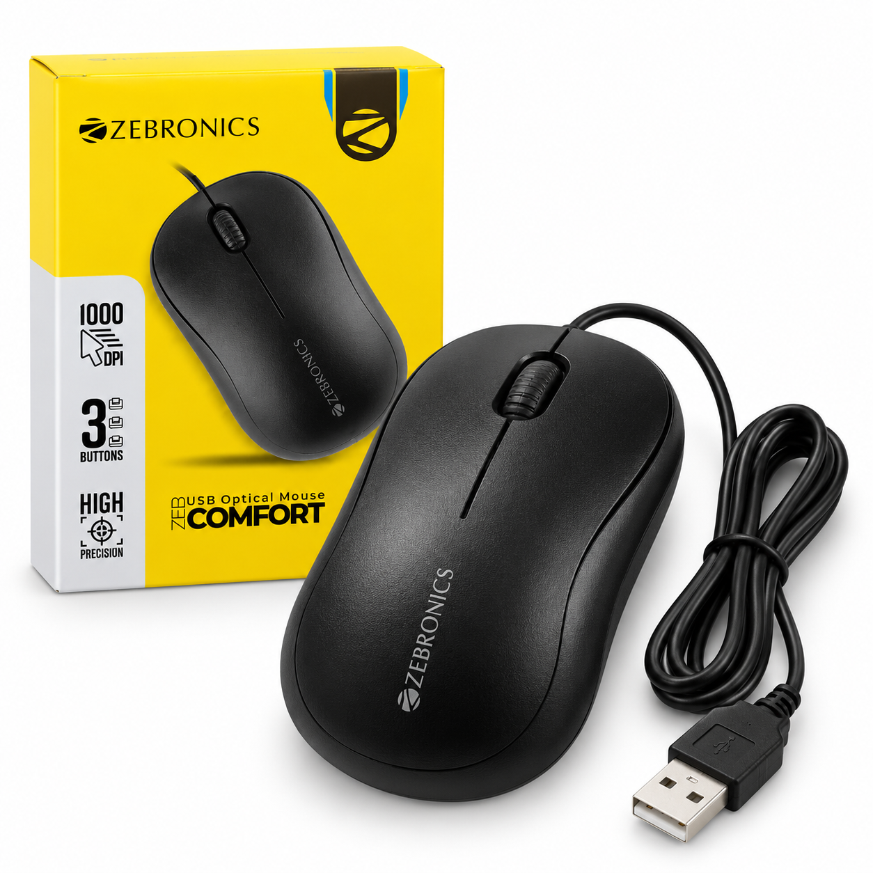 Zebronics Zeb-Comfort Wired USB Mouse for PC and Laptop - Image 3