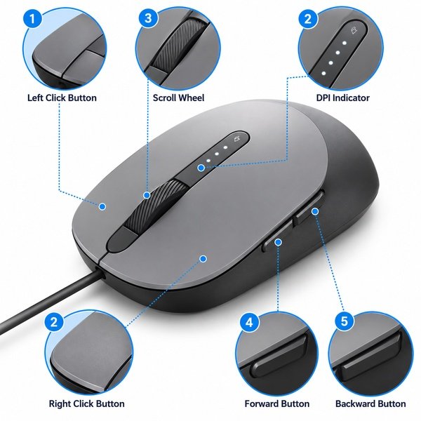 Dell MS3220 Wired Laser Mouse with Adjustable 3200 DPI - Image 2