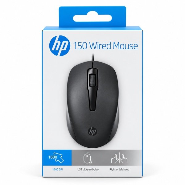 HP 150 Wired USB Mouse with 1600 DPI Optical Sensor - Image 3