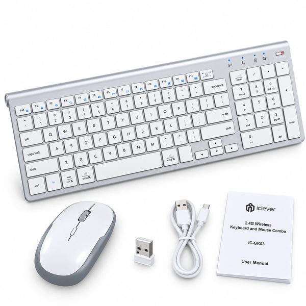 iClever IC-GK-03 Wireless Keyboard and Mouse Combo with 2.4GHz USB Receiver - Image 2